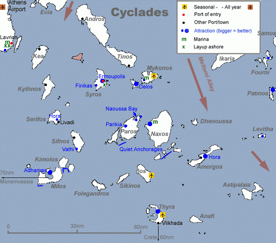 Grecia Cicladi più riparate dal Meltemi