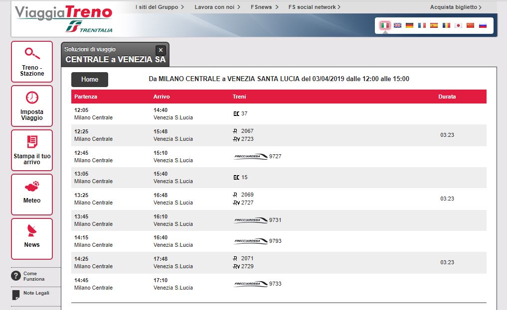 Viaggiatreno imposta viaggio