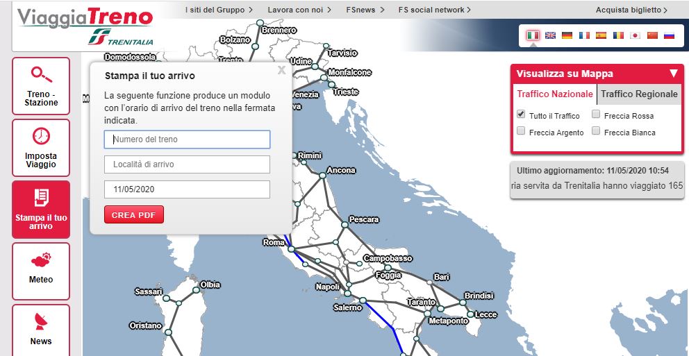 viaggiatreno stampa il tuo arrivo