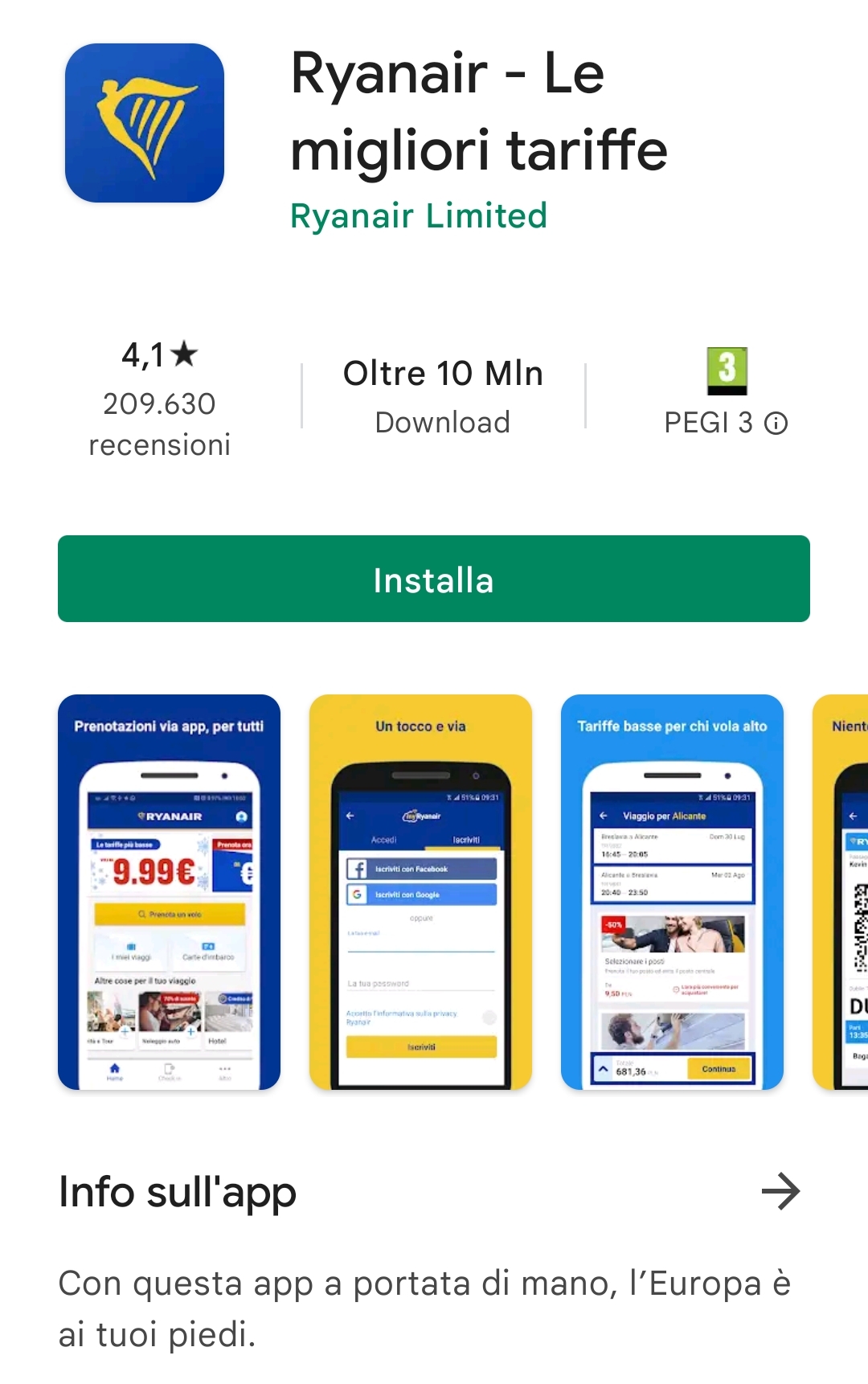 scaricare app Ryanair
