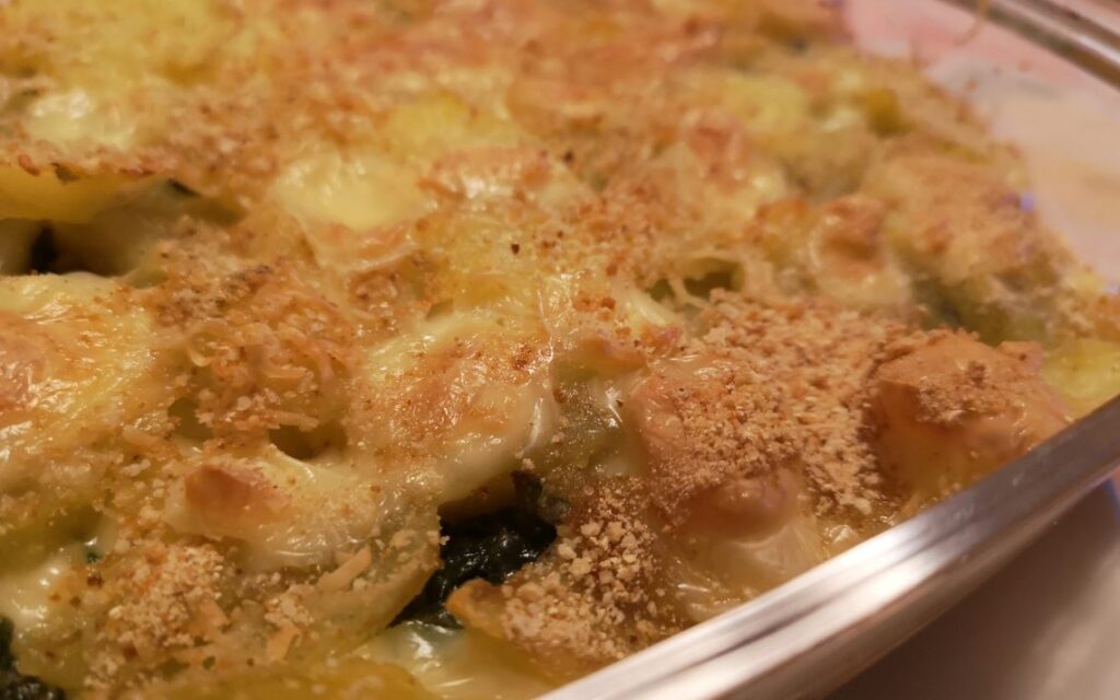 Gratin di patate mozzarella e spinaci senza glutine