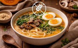 ramen senza glutine con zucca e funghi